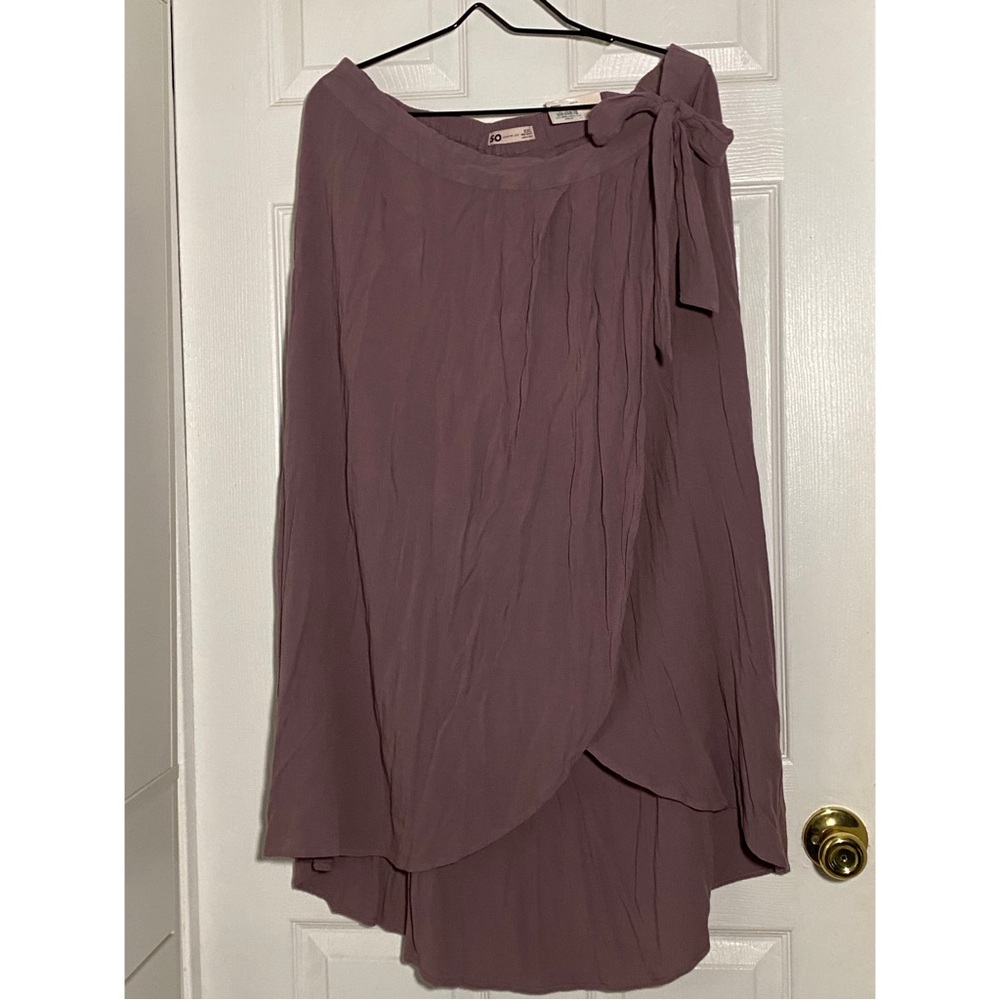 NWT XXL SO Purple Midi Wrap Skirt Asymmetrical Tie Front